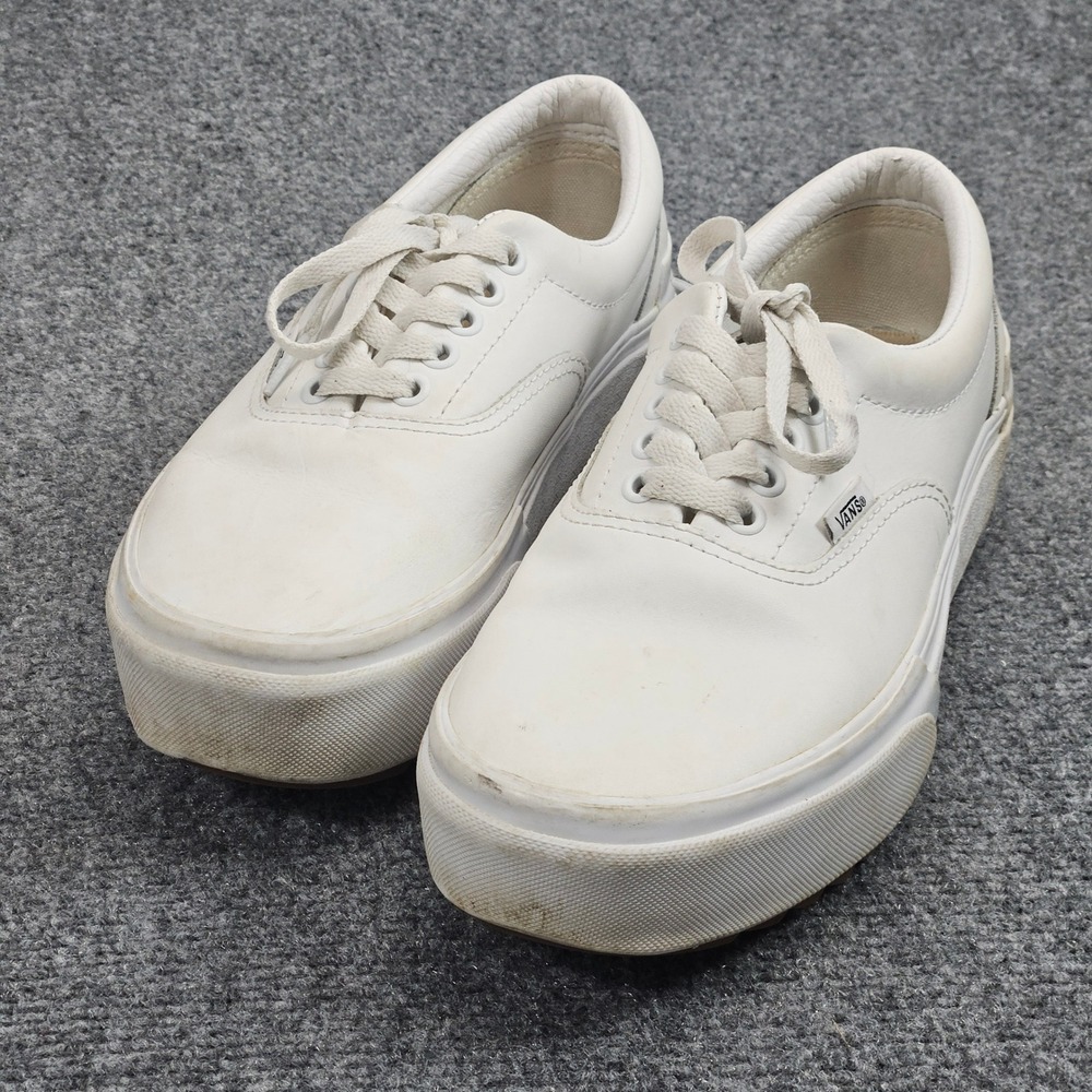 Vans Era Platform Sneakers Womens‎ 9 White Solid Lace Up Skate Casual
